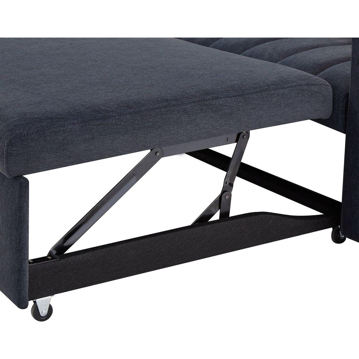 55.9" Convertible Sofa Bed Loveseat Sofa with Three USB Ports, Two Side Pockets, Two Cup Holders and 360Swivel Phone Holder for Living Room, Blue Grey