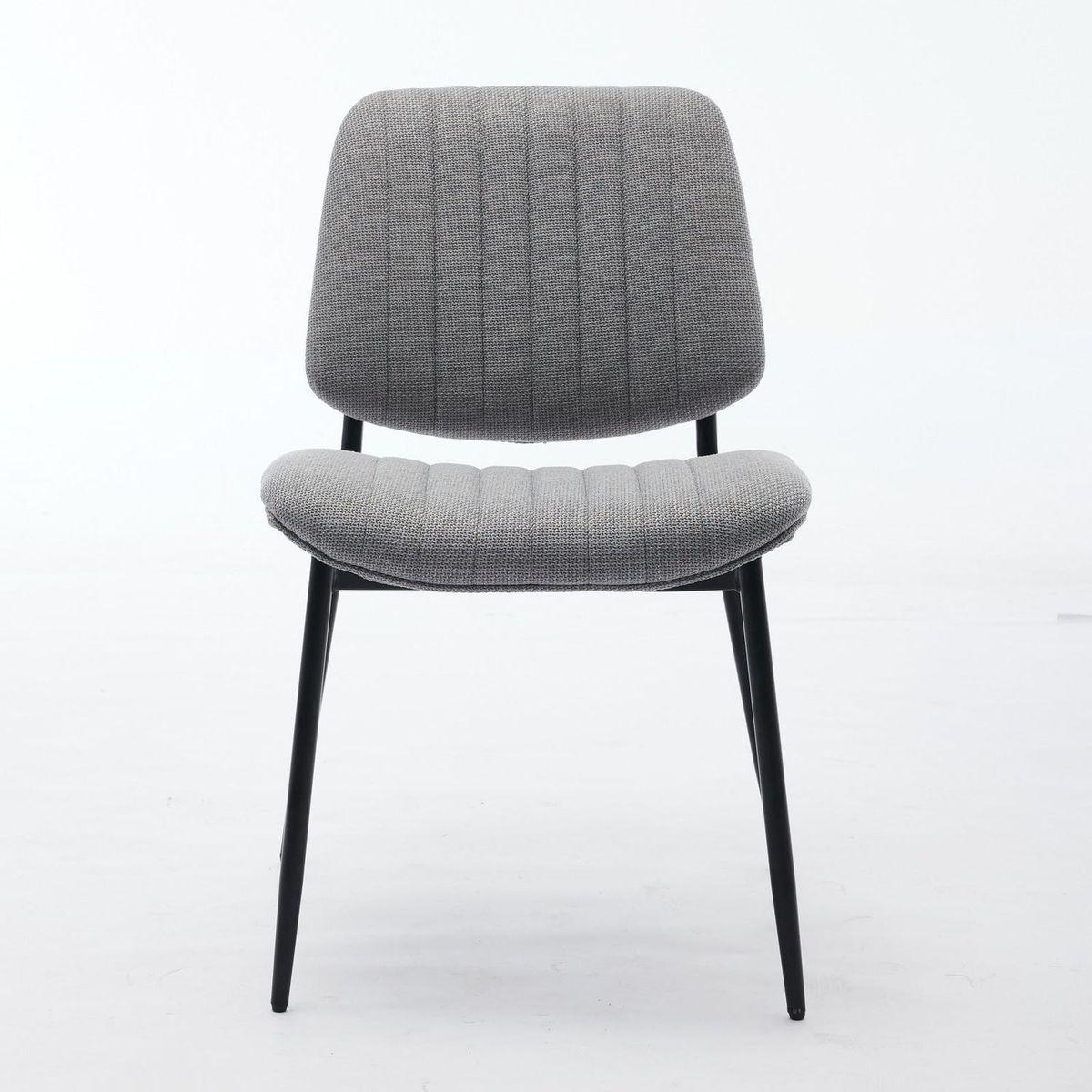 Dining Chairs Set of 2 Modern Retro Linen Chair with Bentwood Back Upholstered Seat Metal Legs Adjustable Foot for Kitchen Dining Room Chairs(Gray Linen)