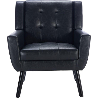 Modern Soft Leather Material Ergonomics Accent Chair Living Room Chair Bedroom Chair Home Chair With Black Legs For Indoor Home-Black PU