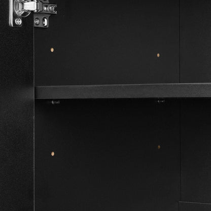 Sleek and Contemporary Shoe Cabinet with Adjustable Shelves, Minimalist Home Organizer with Solid Wood Legs, Storage Sideboard for Entryway, Living Room, Black