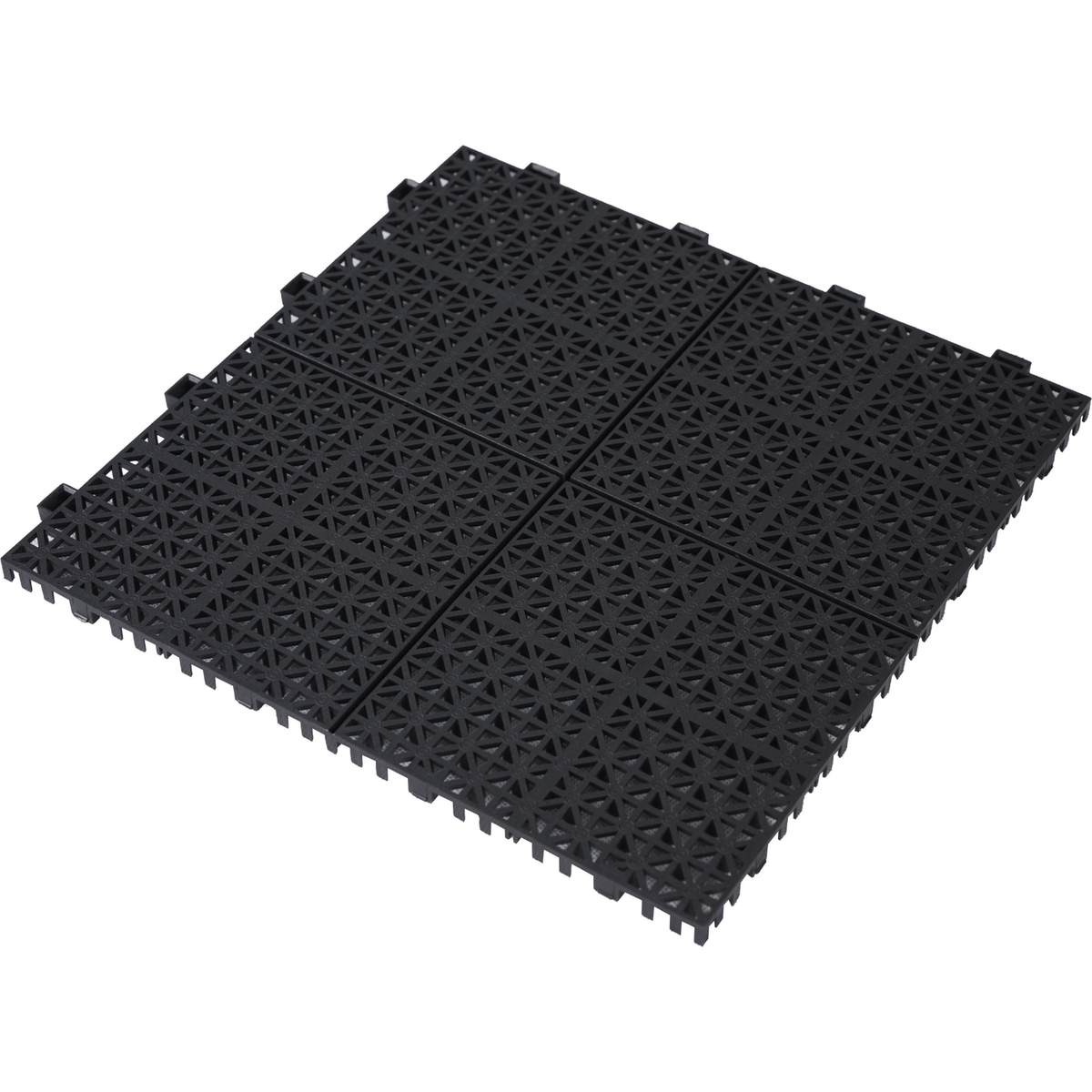 12 x 12 Inch Black Interlocking Deck Tiles Plastic Waterproof Outdoor All Weather Anti-slip Bathroom Shower Balcony Porch Strong Weight Capacity Upto 6613 LBS, Rosette Pattern Pack of 12