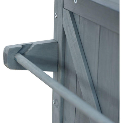 Outdoor Kitchen Island, Rolling Bar Cart & Storage Cabinet, Farmhouse Solid Wood Outdoor Grill Table with Stainless Steel Top, Spice Rack, Towel Rack for Kitchen & BBQ, Grey Blue