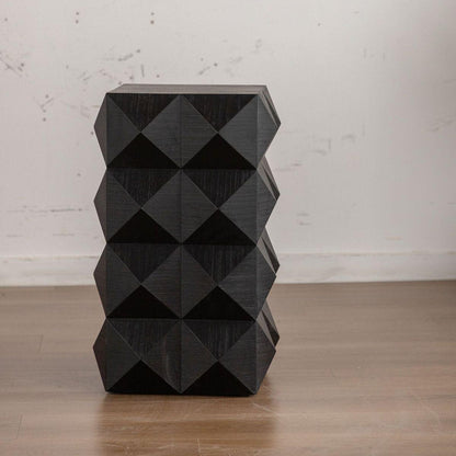 23.62"Height Three-dimensional Embossed Pattern Design Retro Coffee Table Retro Furniture Black - Streamdale Furniture