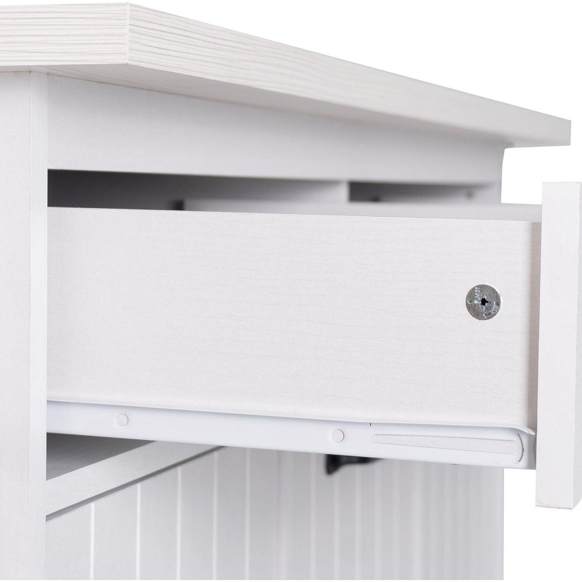 Kitchen Island with Trash Can Storage Cabinet, Kitchen Cart with Drop Leaf, Spice Rack, Towel Rack and Drawer, Rolling Kitchen Island on Wheels with Adjustable Shelf, White