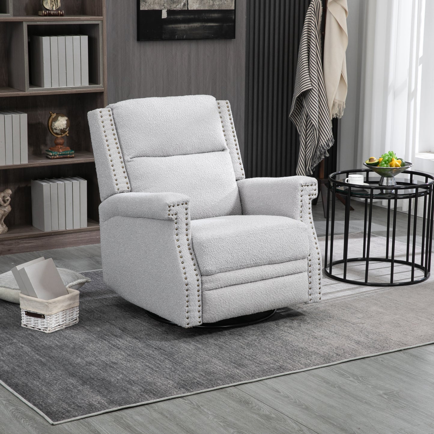 Swivel Recliner Chair, 360 Degree Swivel leisure Chair, Leisure Arm Chair, Nursery Rocking Chairs, Manual Reclining Chair