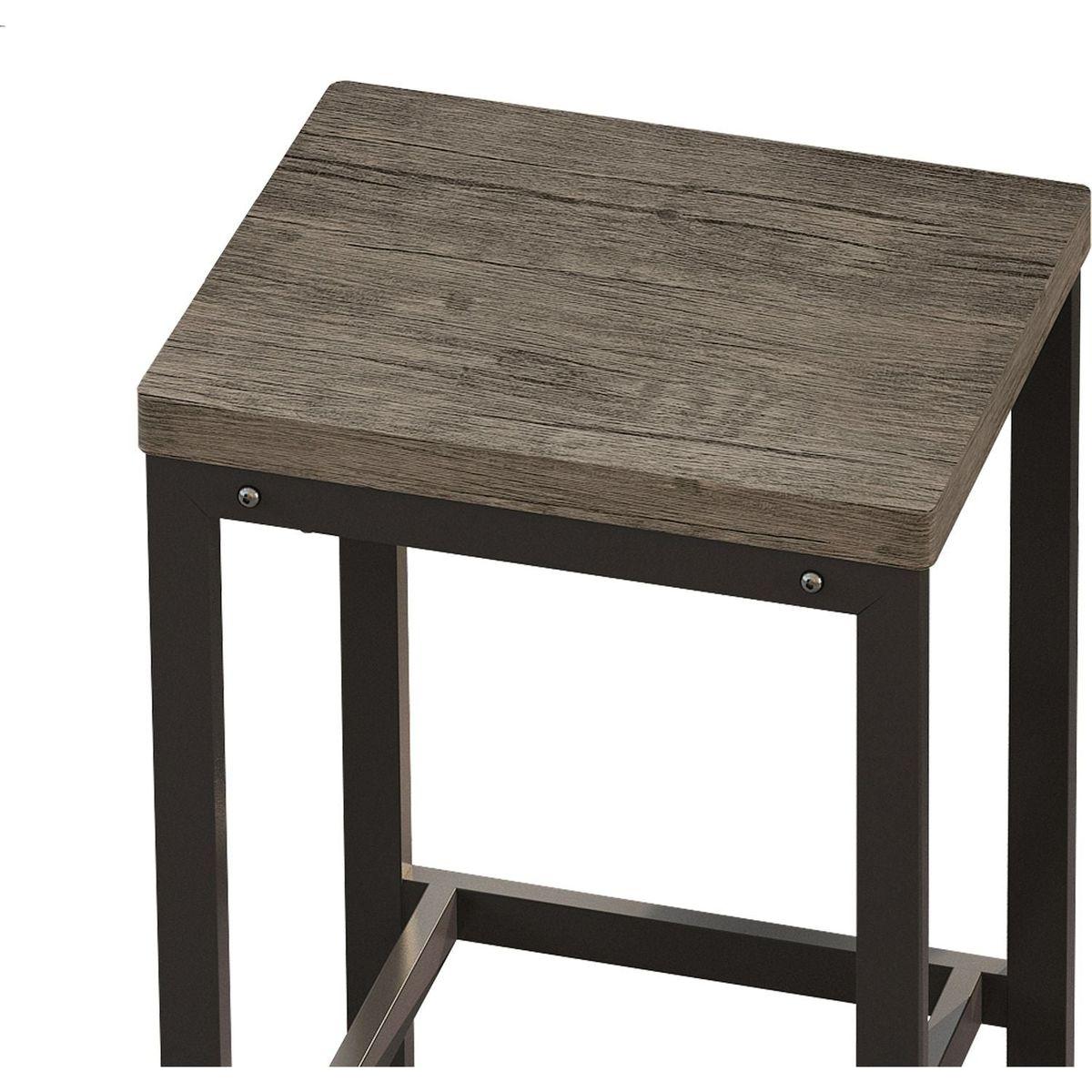 Modern Design Kitchen Dining Table, Pub Table, Long Dining Table Set with 3 Stools, Easy Assembly, Brown Gray