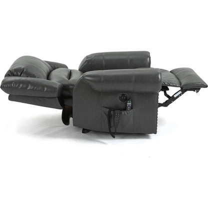 Power Lift Recliner Chair Heat Massage Dual Motor Infinite Position Up to 350 LBS, Faux Leather, Heavy Duty Motion Mechanism with USB Ports, Grey
