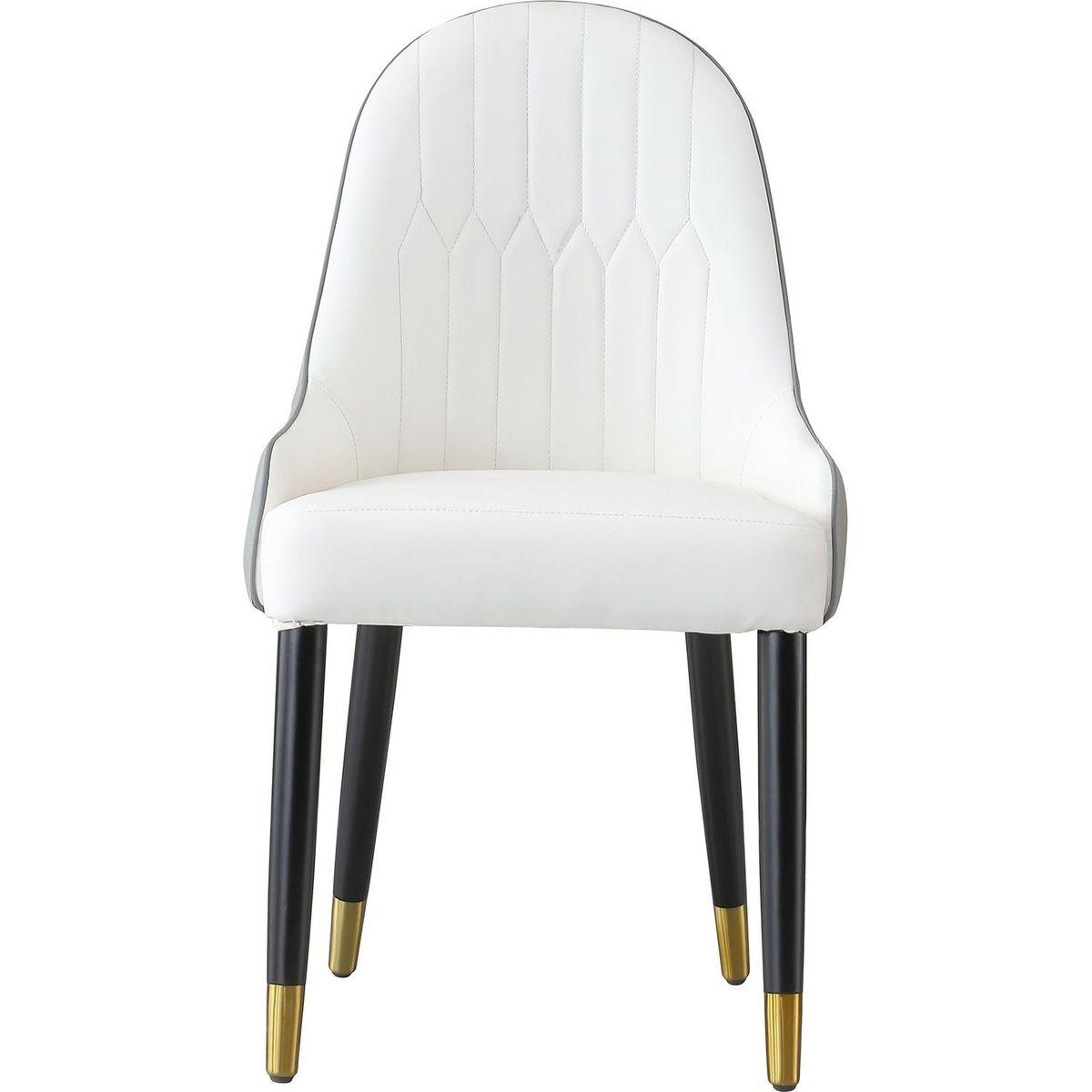 Modern Dining Chairs Set of 2 pcs Faux leather Dining Chair with Metal legs for Living Room/Dining Room/Reception Room(White+Gray)