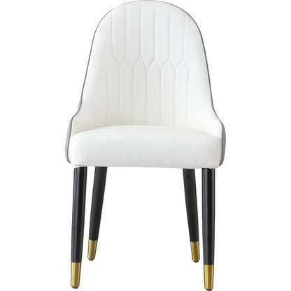 Modern Dining Chairs Set of 2 pcs Faux leather Dining Chair with Metal legs for Living Room/Dining Room/Reception Room(White+Gray)