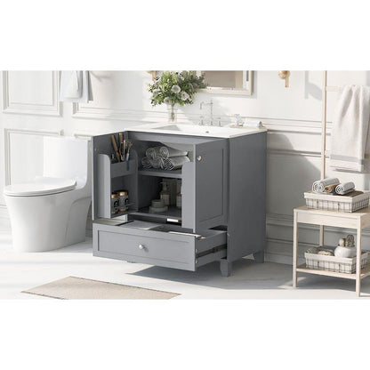 30" Premium Bathroom Vanity Set with Ceramic Sink and Ample Storage Space - Ideal for Small Bathrooms