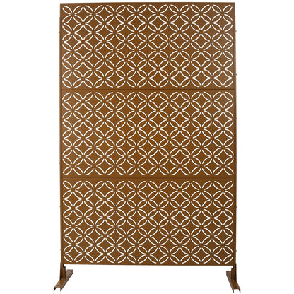 Freestanding Decorative Privacy Screen for Deck Balcony Patio, Metal Privacy Screen 76' H×48' W, Brown