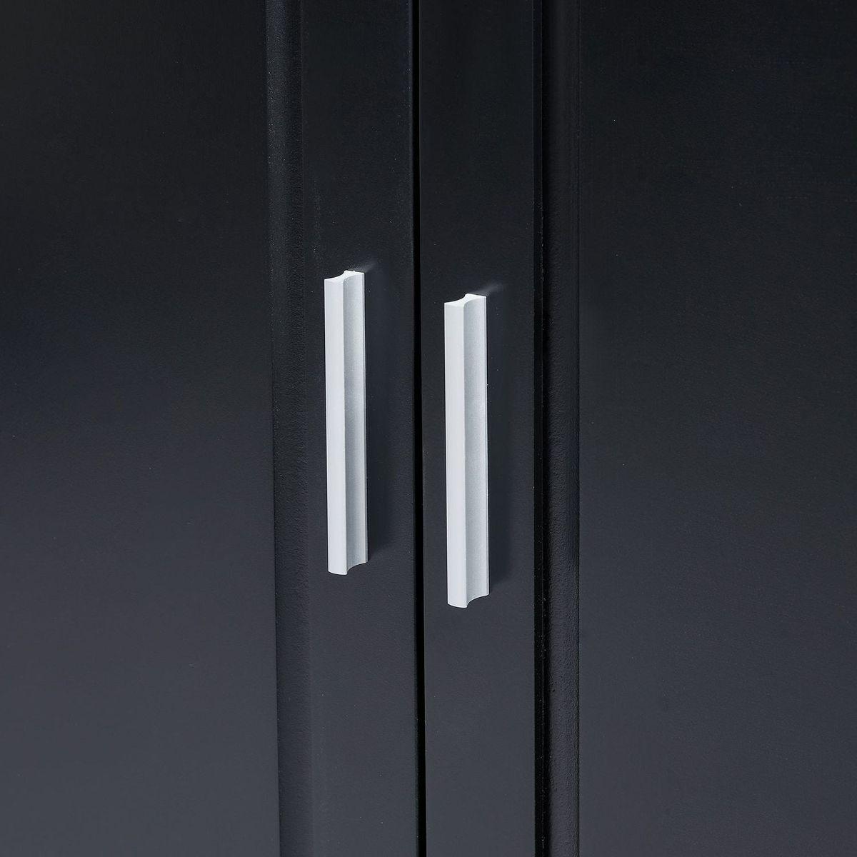 Tall and Wide Storage Cabinet with Doors for Bathroom/Office, Three Drawers, Black