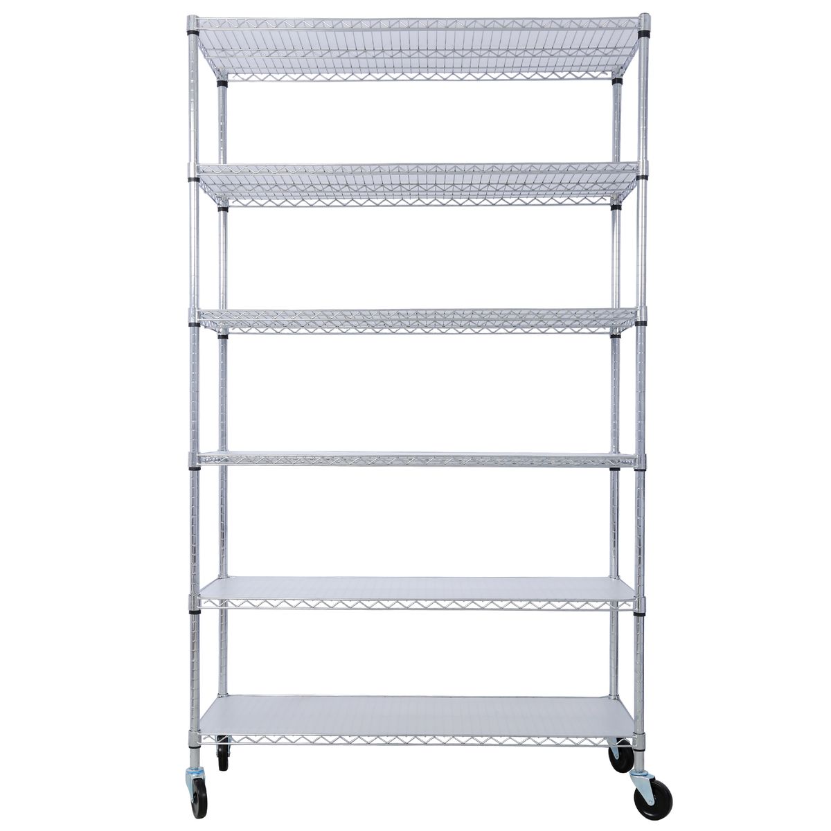 6 Tier 6000lbs Capacity NSF Metal Shelf Wire Shelving Unit, Heavy Duty Adjustable Storage Rack with Wheels & Shelf Liners for Commercial Grade Utility Steel Storage Rack, chrome- 84'H x 48'L x 20'D