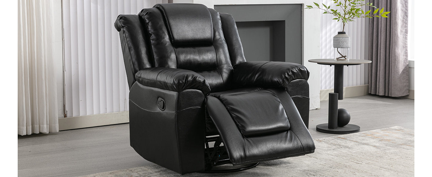 360Swivel and Rocking Home Theater Recliner Manual Recliner Chair with Wide Armrest for Living Room,Bedroom, Black