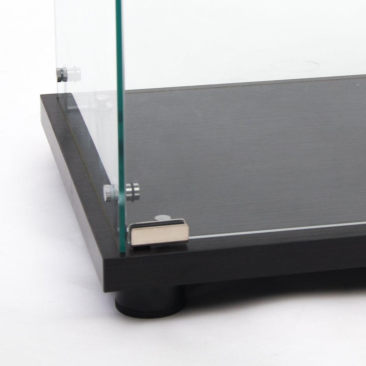 Glass Display Cabinet with 3 Shelves, One-Door Curio Cabinets for Living Room, Bedroom, Office, Black Floor Standing Glass Bookshelf, Quick Installation