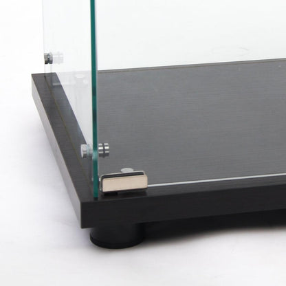 Glass Display Cabinet with 3 Shelves, One-Door Curio Cabinets for Living Room, Bedroom, Office, Black Floor Standing Glass Bookshelf, Quick Installation