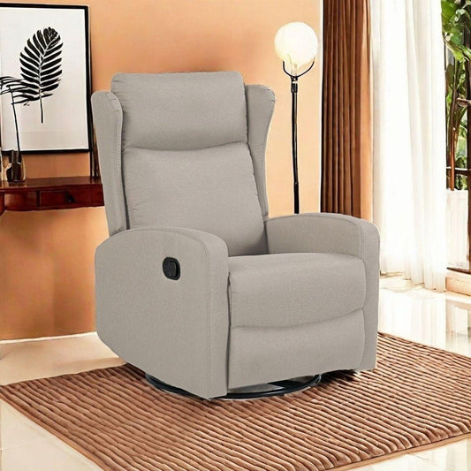 Rocking Swivel Recliner Chair for Living Room, 360 Degree Swivel, Adjustable Modern Reclining Chair, Classic and Traditional Recliner Sofa with Lumbar Support (Ligth Gray)