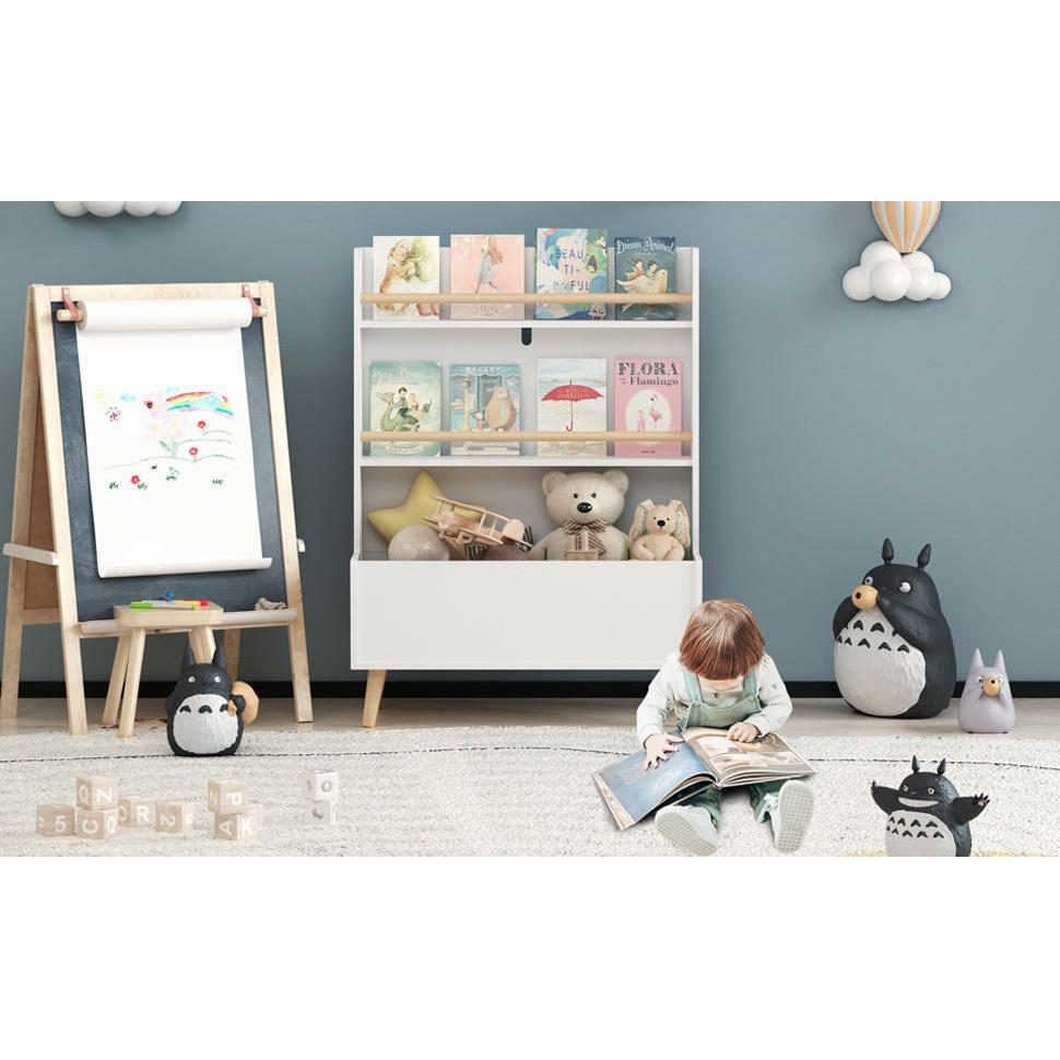 Kids Bookshelf, Book and Magazine Rack, Book Organizer, toy Storage Cabinet Organizer, White