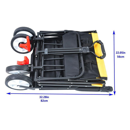folding wagon Collapsible Outdoor Utility Wagon, Heavy Duty Folding Garden Portable Hand Cart, Drink Holder, Adjustable Handles