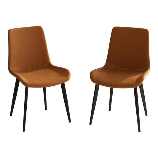 Dining Chairs 2PCS, Modern Kitchen & Dining Room Chairs, Upholstered Faux Leather Cushion Seat and Sturdy Metal Legs