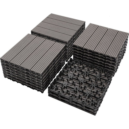 Wood Plastic Composite Deck Tiles Set of 20, Sustainable FSC Composite Decking Resist Rust, Water, Weather, Easy to DIY & Maintain, Ideal for Patios, Balconies, Rooftops, Light gray