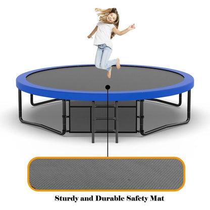 14FT Trampoline with Enclosure - Recreational Trampolines with Ladder and AntiRust Coating, ASTM Approval Outdoor Trampoline for Kids