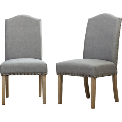 Mod Urban Style Solid Wood Nailhead Grey Fabric Padded Parson Chair, Set of 2