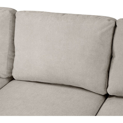 109" U-shaped Sectional Sofa Pull-out Sofa Bed with Two USB Ports, a Storage Chaise Lounge and Four Back Pillows for Living Room, Beige