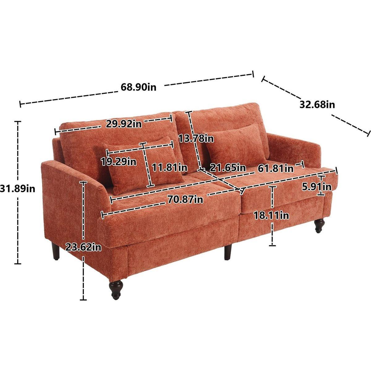 Modern chenille Fabric Loveseat, 2-Seat Upholstered Loveseat Sofa Modern Couch