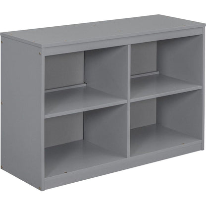 Twin Size Loft Bed with Retractable Writing Desk and 4 Drawers, Wooden Loft Bed with Lateral Portable Desk and Shelves, Gray