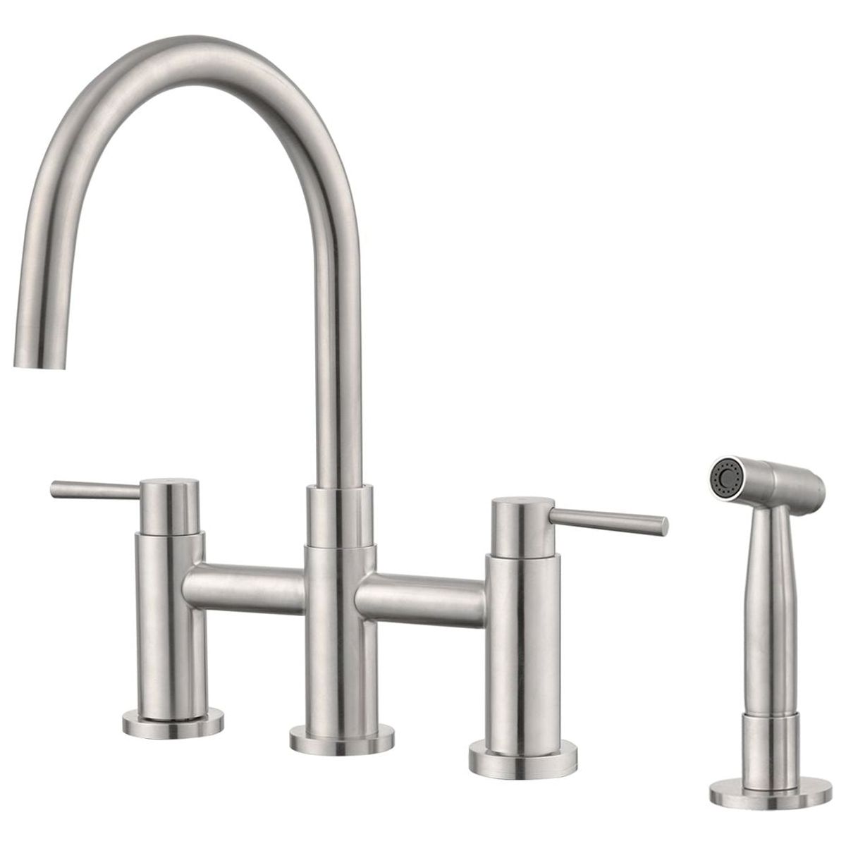 Double Handle Bridge Kitchen Faucet with Side Spray