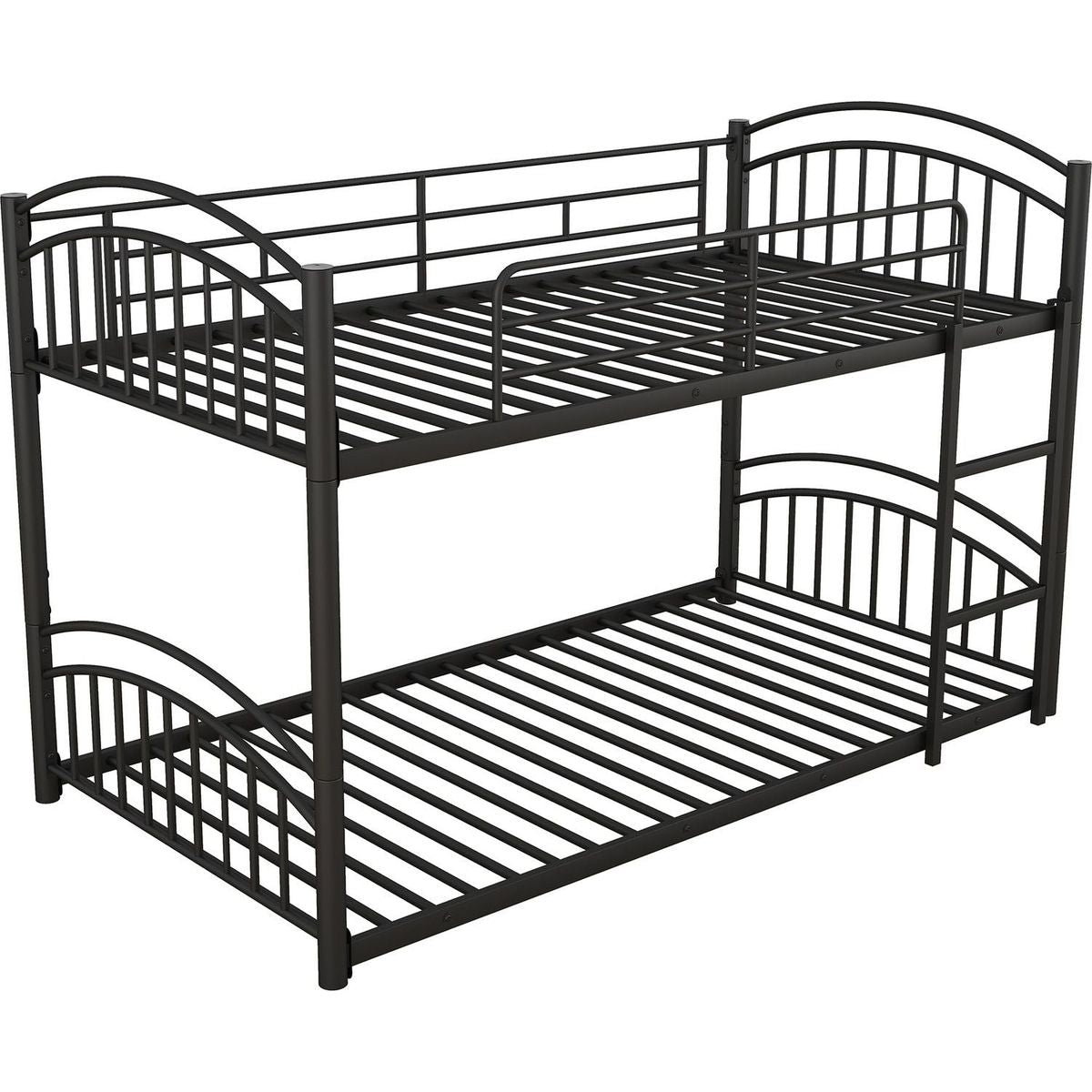 Twin Over Twin Metal Bunk Bed With Slide,Kids House Bed Black