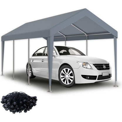 12x20ft Carport Replacement Canopy Cover, Waterproof & UV Protected Tarp with 76 Elastic Buckles Suit for Garage Shelter, Frame is Not Included,grey
