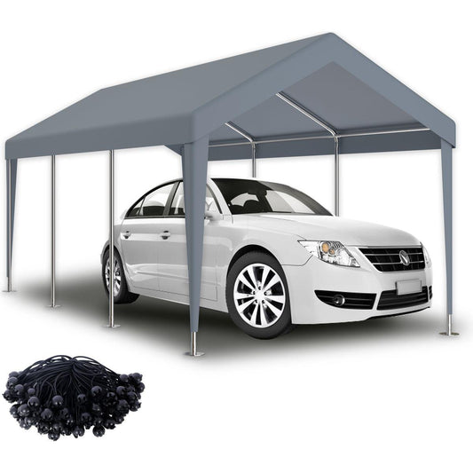 12x20ft Carport Replacement Canopy Cover, Waterproof & UV Protected Tarp with 76 Elastic Buckles Suit for Garage Shelter, Frame is Not Included,grey