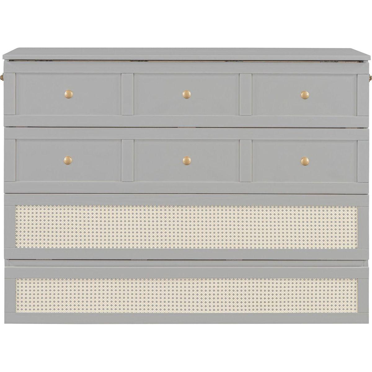 Full Size Murphy Bed with Large Drawers,Gray