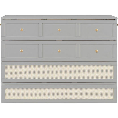 Full Size Murphy Bed with Large Drawers,Gray