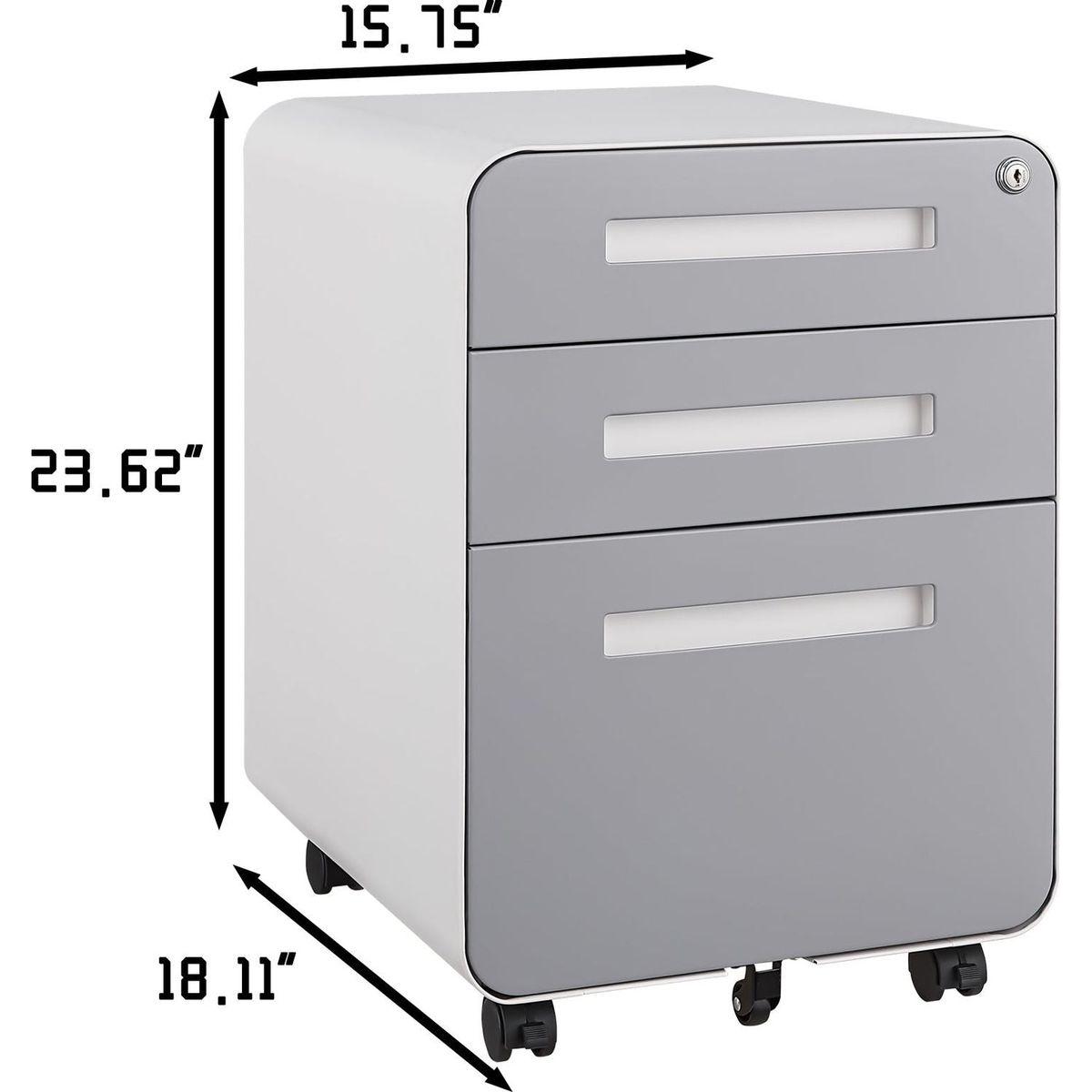 3 Drawer Mobile File Cabinet Under Desk Office,Simple Style Versatile Storage Cabinet for Legal/Letter/A4 Files, 5 Wheel Design Anti-Tilting Cold Rolled Steel Waterproof Moisture-Proof Black