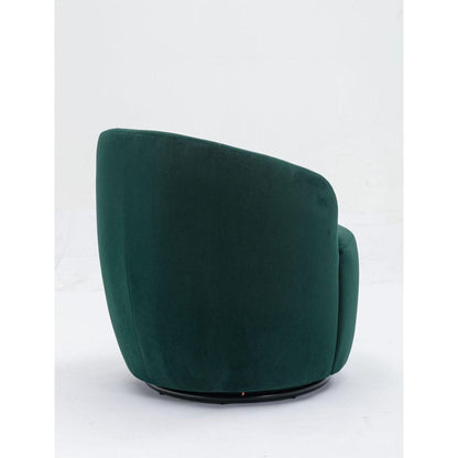 Velvet Fabric Swivel Accent Armchair Barrel Chair With Black Powder Coating Metal Ring,Green