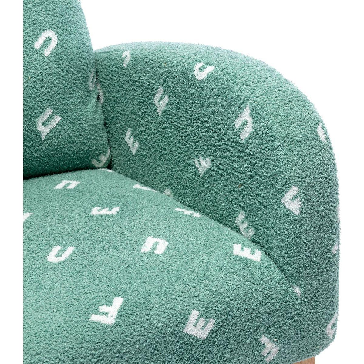 26.8"W Modern Rocking Chair for Nursery, Mid Century Accent Rocker Armchair With Side Pocket, Upholstered High Back Wooden Rocking Chair for Living Room Baby Kids Room Bedroom, Green Boucle