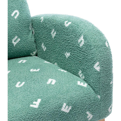 26.8"W Modern Rocking Chair for Nursery, Mid Century Accent Rocker Armchair With Side Pocket, Upholstered High Back Wooden Rocking Chair for Living Room Baby Kids Room Bedroom, Green Boucle