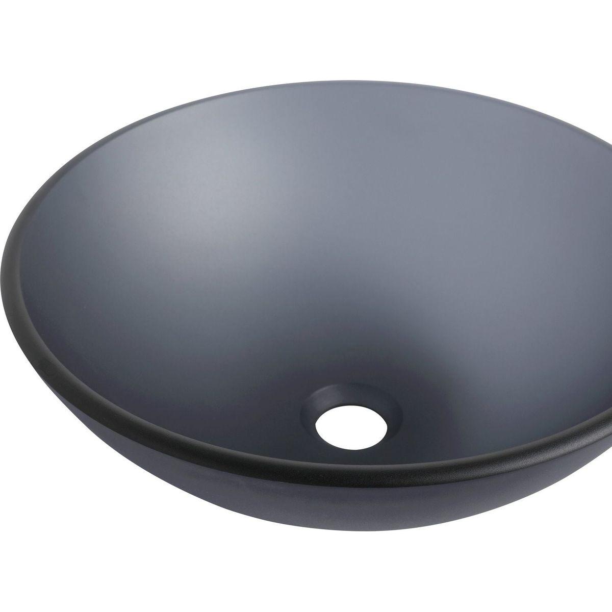 Tempered Glass Matte Bathroom Vessel Sink, Round Bathroom Basin (Tempered Glass Matt Gray)