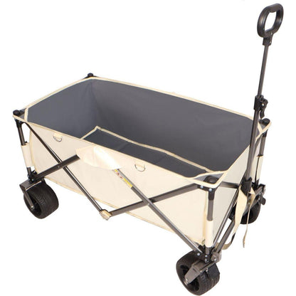 Folding Wagon, Heavy Duty Utility Beach Wagon Cart for Sand with Big Wheels, Adjustable Handle&Drink Holders for Shopping, Camping,Garden and Outdoor