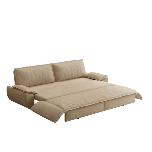 73.2' Queen Pull Out Sofa Bed,3-in-1 Convertible Sleeper Sofa,Multi-Functional Corduroy Loveseat Bed,Camel