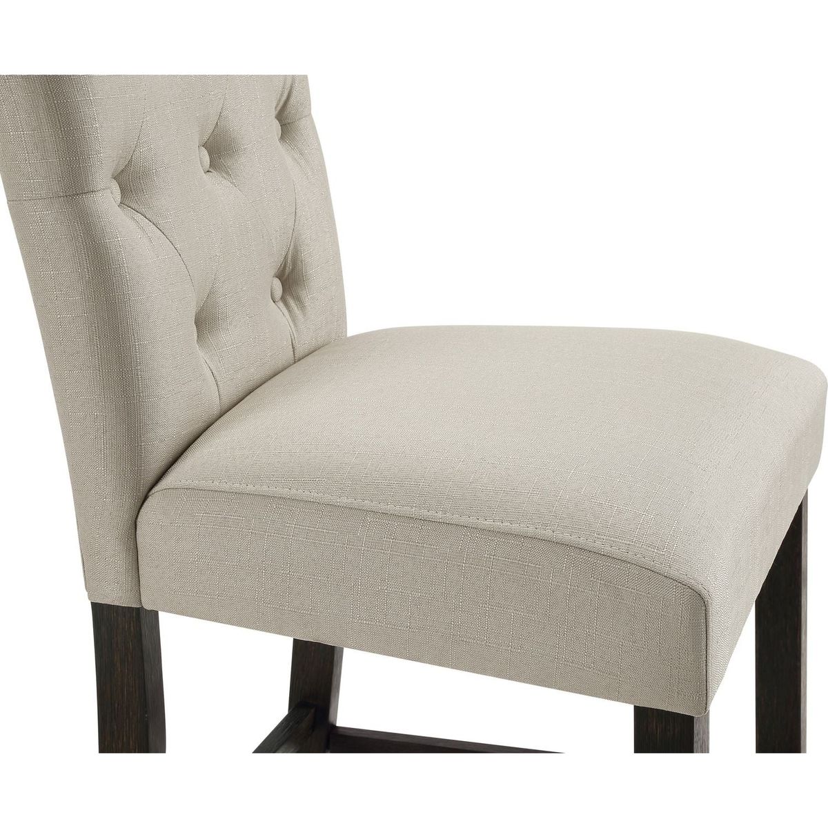 Leviton Solid Wood Tufted Asons Barstool, Set of 2, Tan