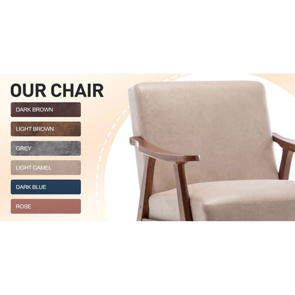 Mid-Century Modern Chair, Living Room Chair with Solid Wood Frame, Accent Chair Extra-Thick Backrest, Wingback Chair for Bedroom, Reading Room, Living Room, Lounge Chair Indoor