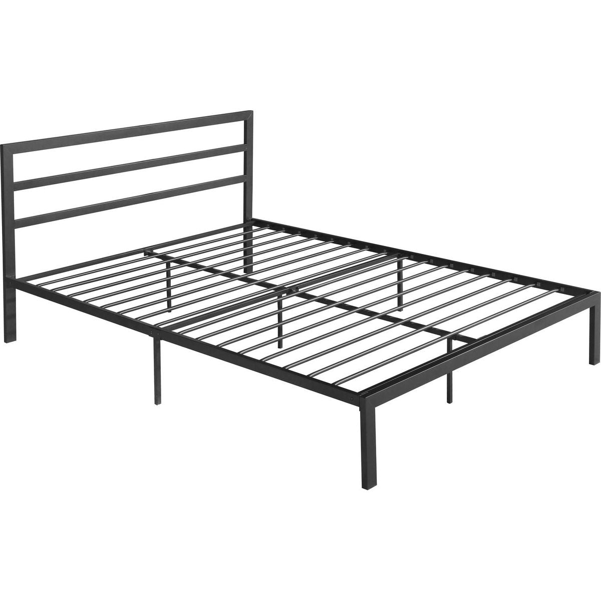 Queen Size Metal Bed Frame with Headboard Charcoal Grey