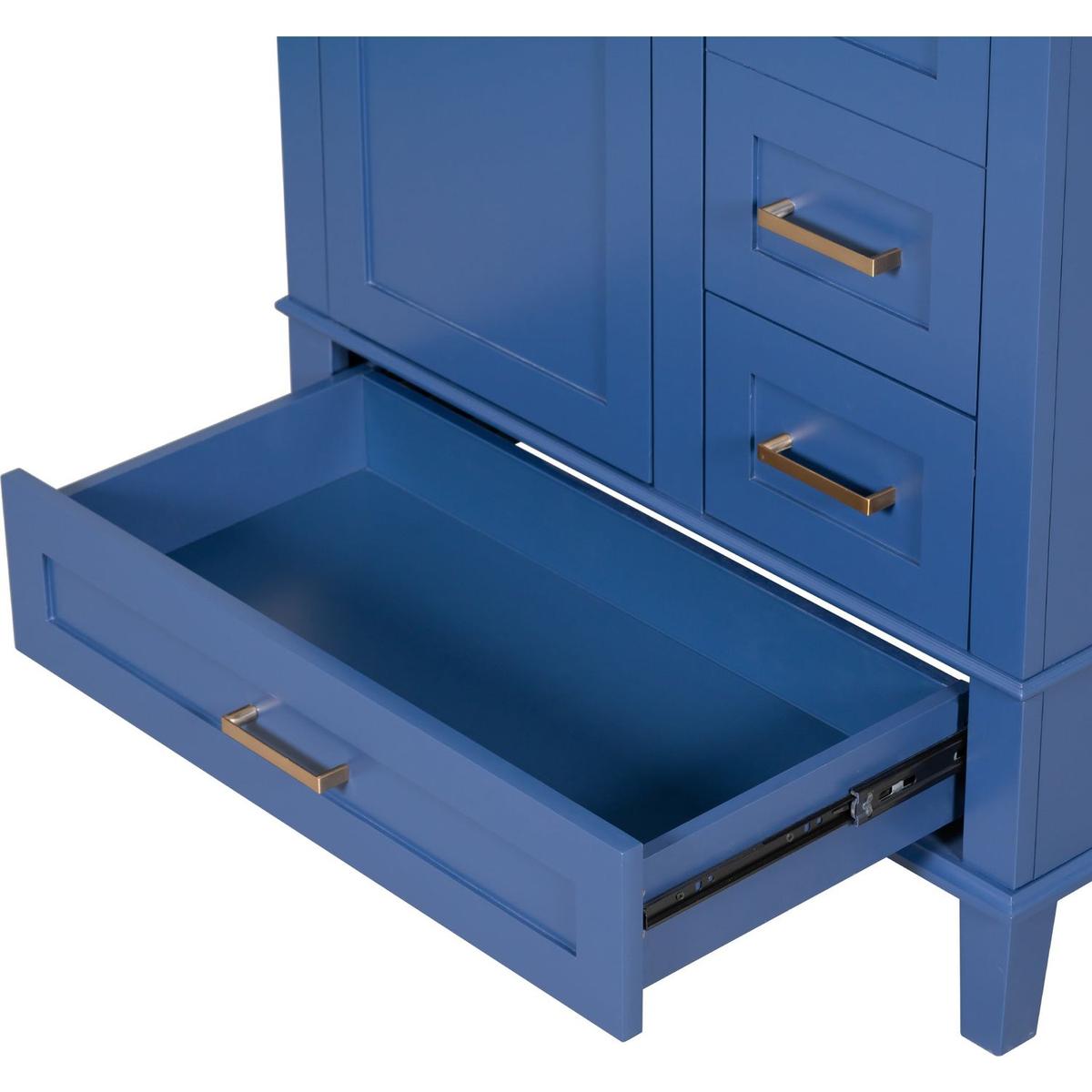 30" Bathroom Vanity, Modern Bathroom Cabinet with Sink Combo Set, Bathroom Storage Cabinet with a Soft Closing Door and 3 Drawers, Solid Wood Frame(Blue)