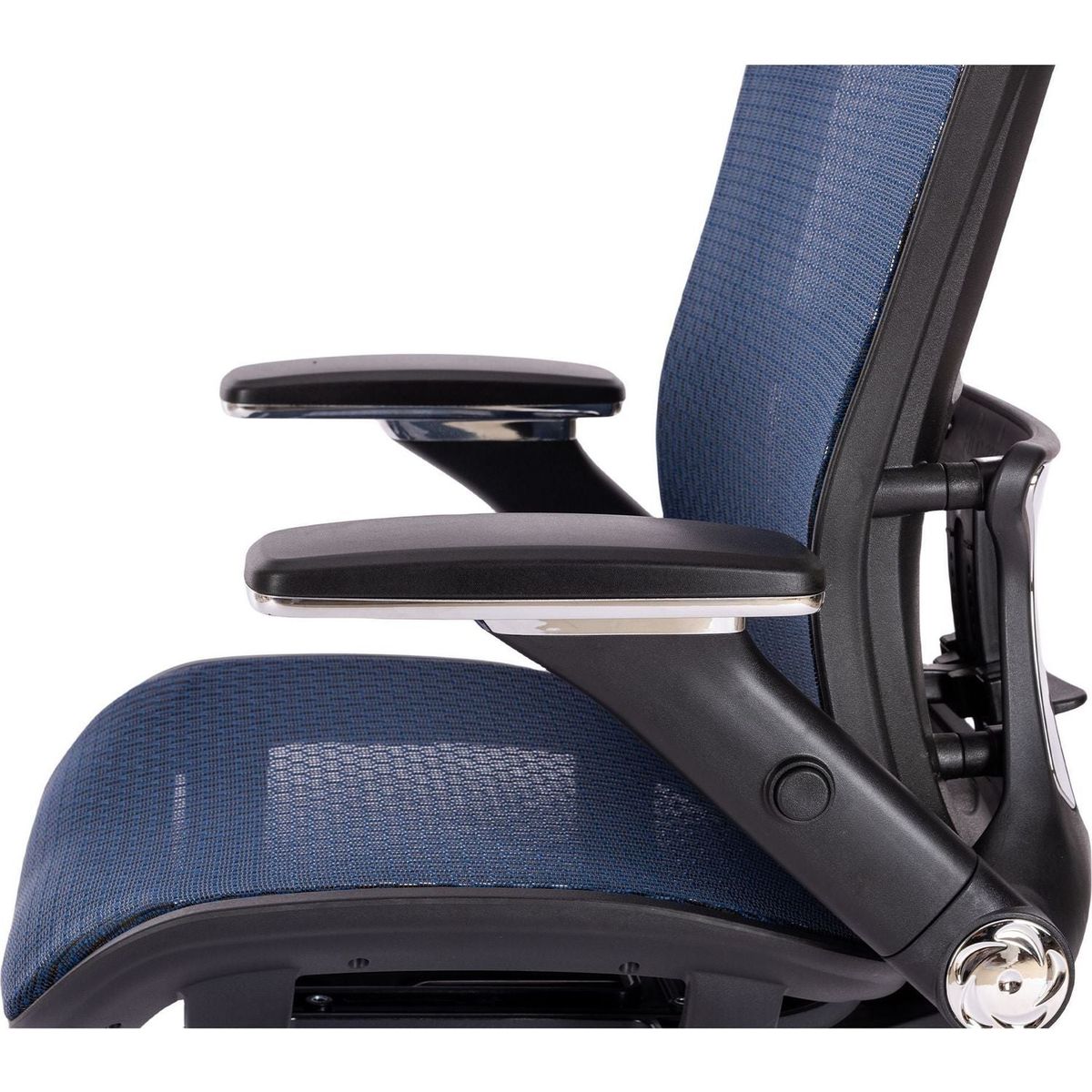 BLUE Ergonomic Mesh Office Chair, High Back - Adjustable Headrest with Flip-Up Arms, Tilt and lock Function, Lumbar Support and blade Wheels, KD chrome metal legs