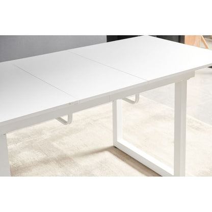 white color,Square Extendable Dining Table with metal leg,Modern Space Saving Kitchen Table for Living Room( 70.86" W x 31.5" D x 29.5" H)
