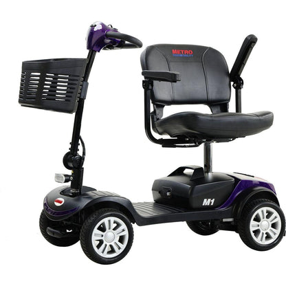 Four wheels Compact Travel Mobility Scooter with 300W Motor for Adult-300lbs, Dark Purple